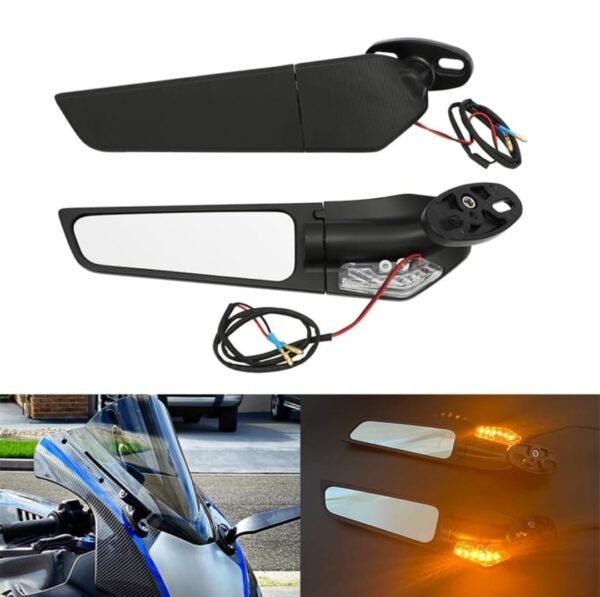Motorcycle Mirror Side Mirrors Wind Wing Adjustable Rotating Rearview  For 2019 2020 2021 2022 23 2024 Kawasaki ZX6R ZX636 ZX-6R